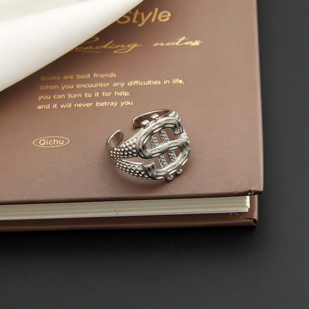 European And American Popular Exaggerated Hip Hop Dollar Symbol Ring