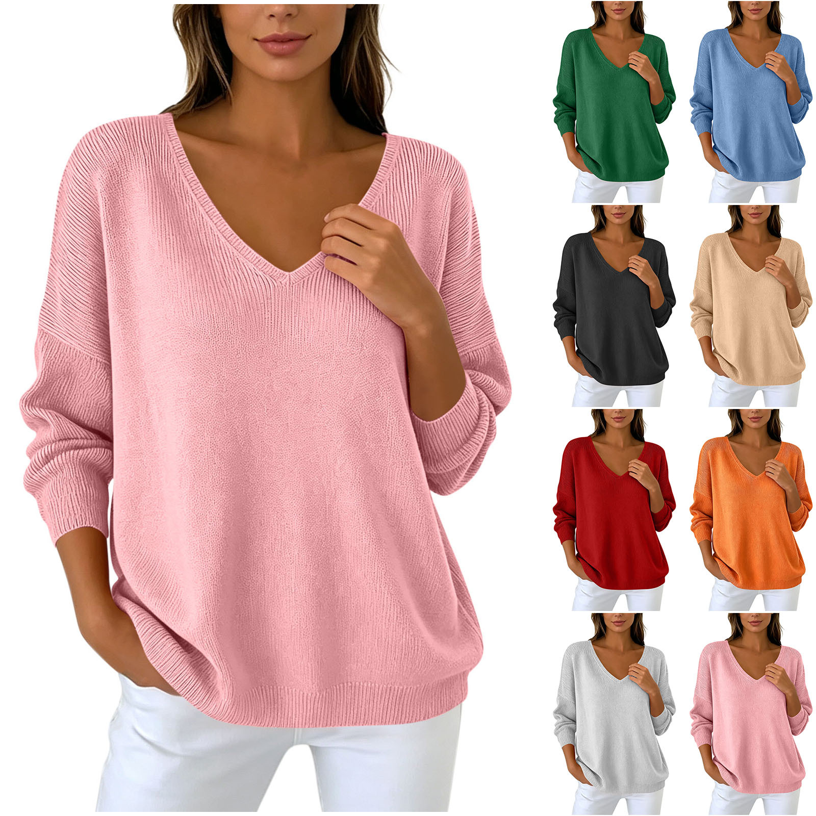 Women's Plus-size Loose-fit Drop-shoulder Solid-color Top