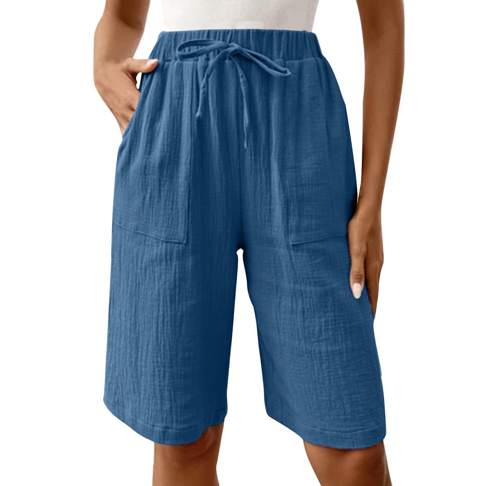 Relaxed Fit Cotton Straight-Leg Capri Pants - Mid-Rise