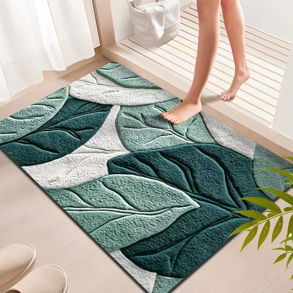 Floral Crystal Velvet Doormat Bathroom Water-absorbing Floor Mat