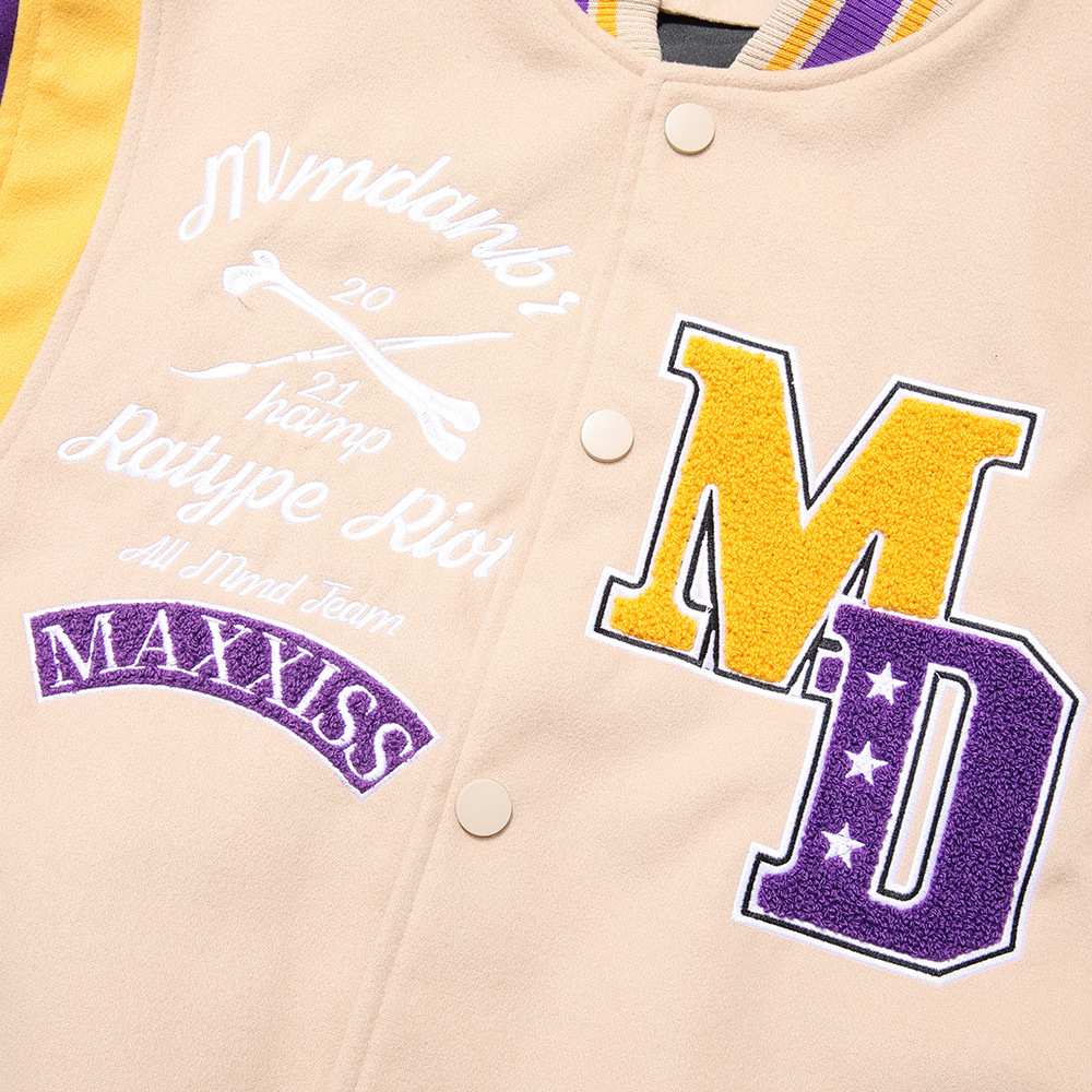 Letter Machine Embroidery Baseball Uniform Men's Hip Hop Stitching PU Leather Jacket