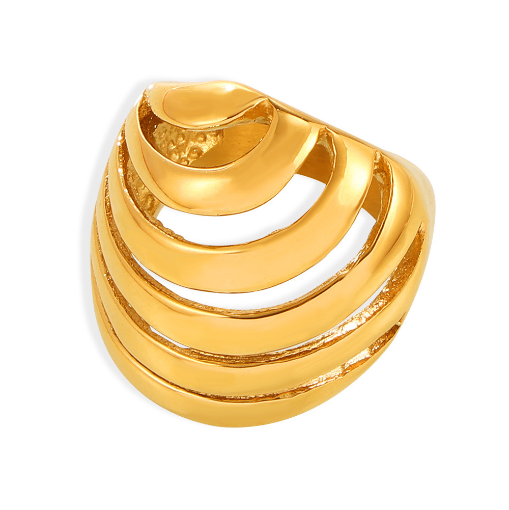 Fashion Hollowed-out Layered Titanium Steel Ring