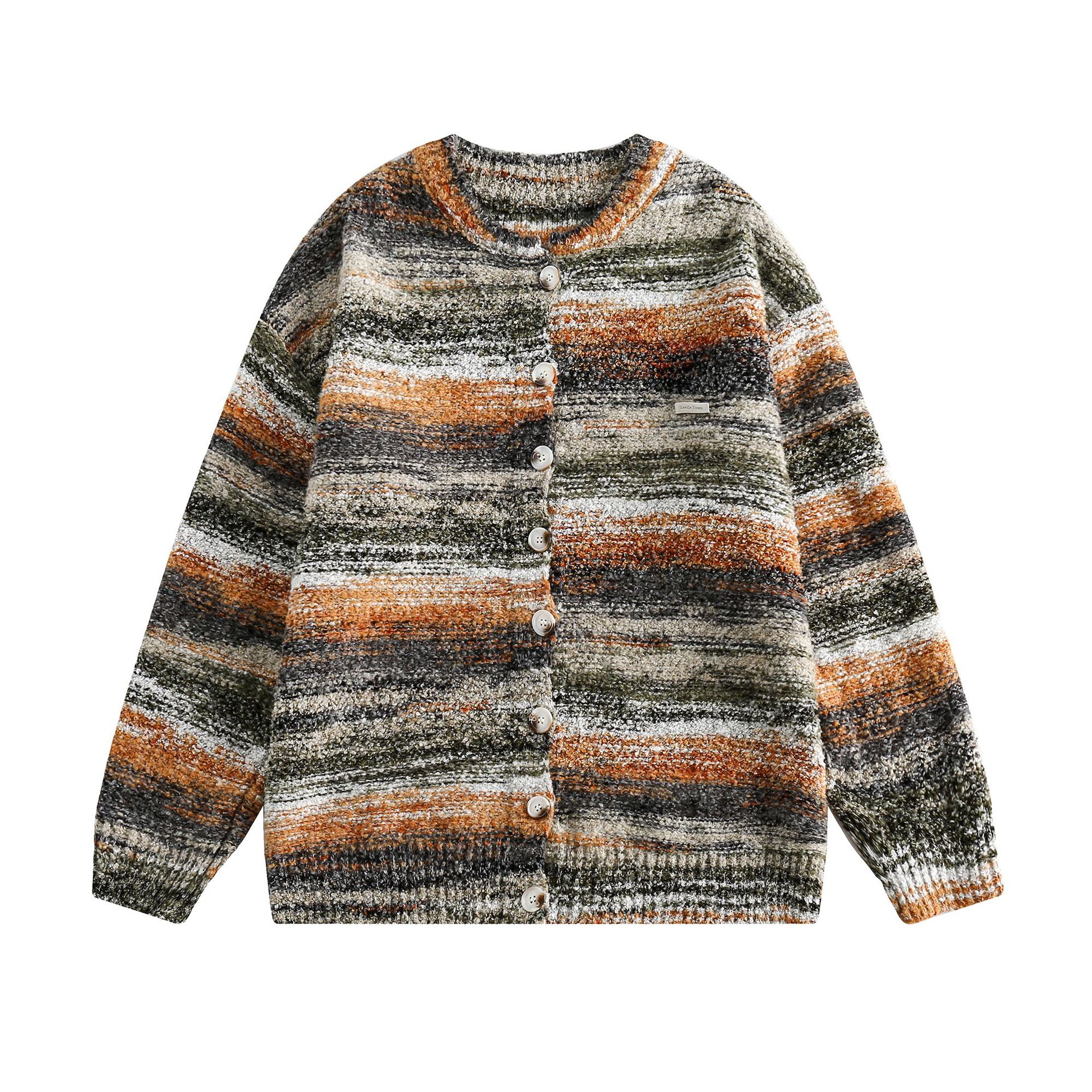 Women's American style Vintage Stripe Sweater Green Stripes - Shop at LoveMi