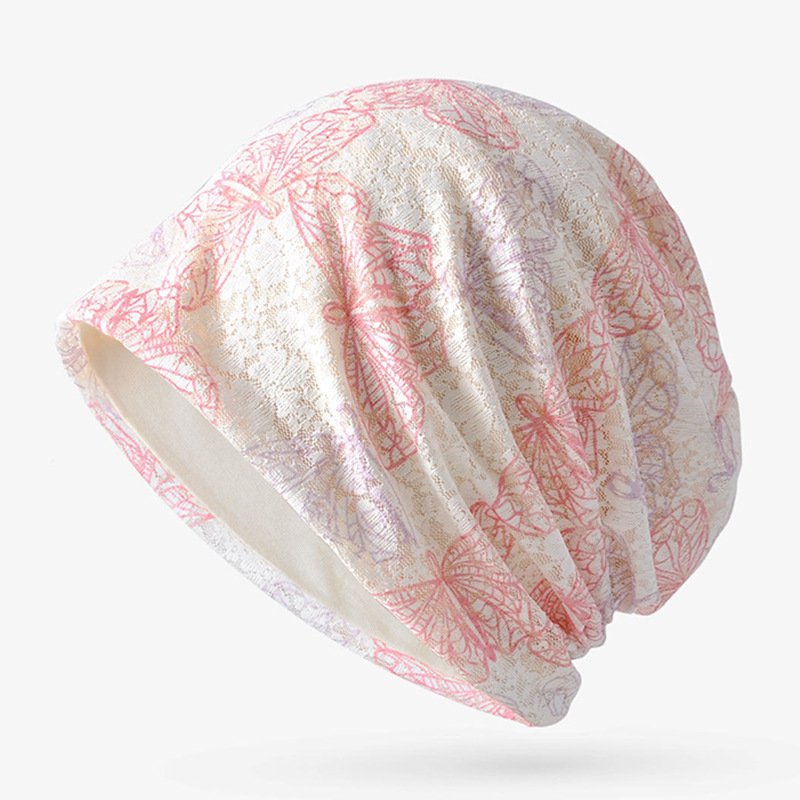 Lace Cotton Skin Mesh Breathable Jacquard Butterfly Head-wrapping Hat