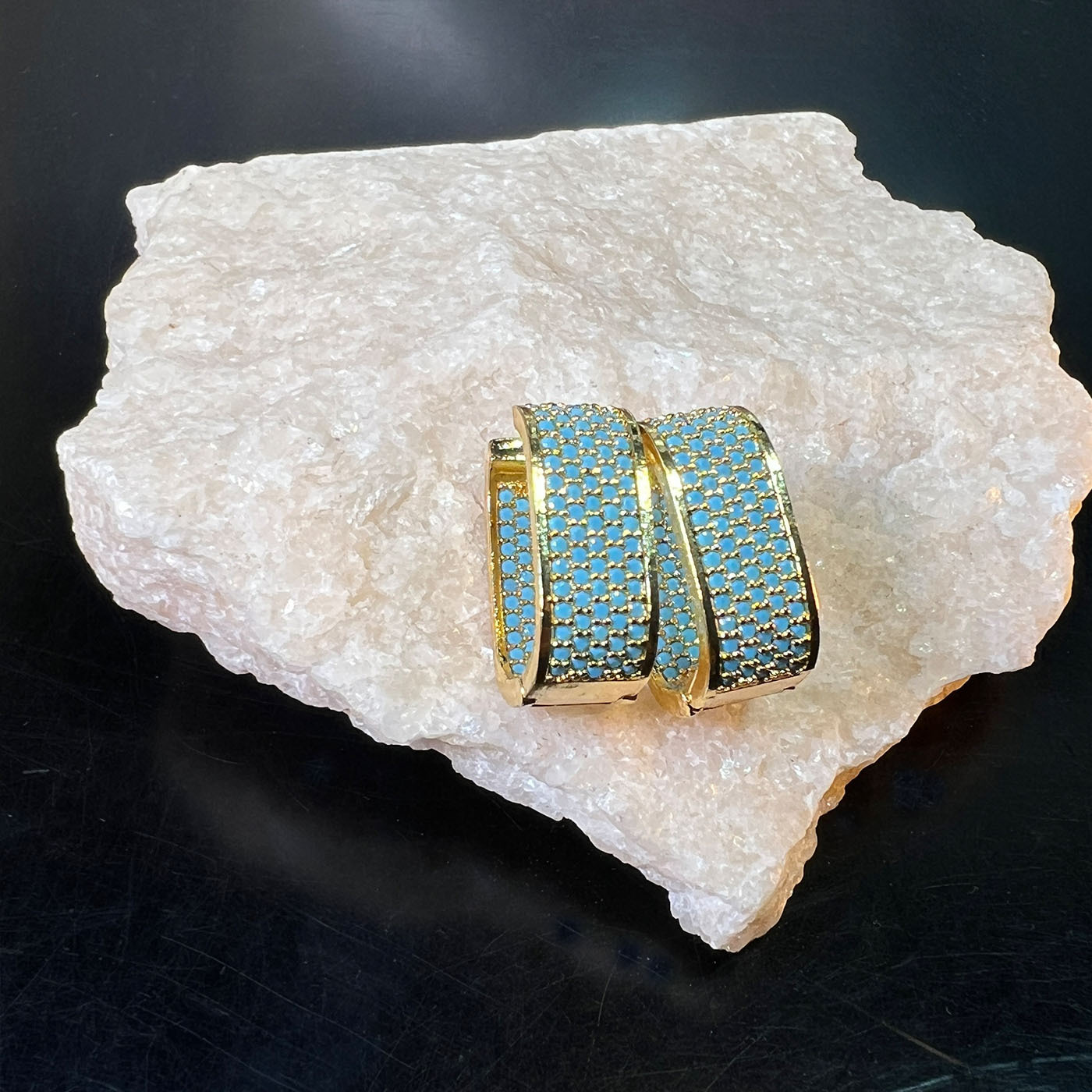 Turquoise Micro-Inlaid French-Style Earrings for Women