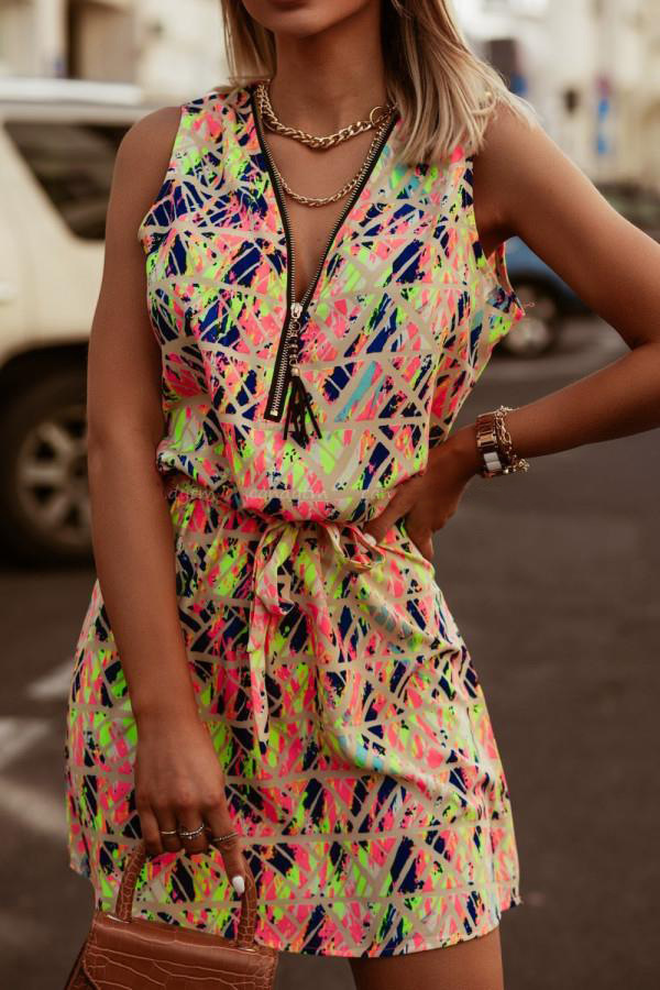 Zip Sleeveless Versatile Waist Dress