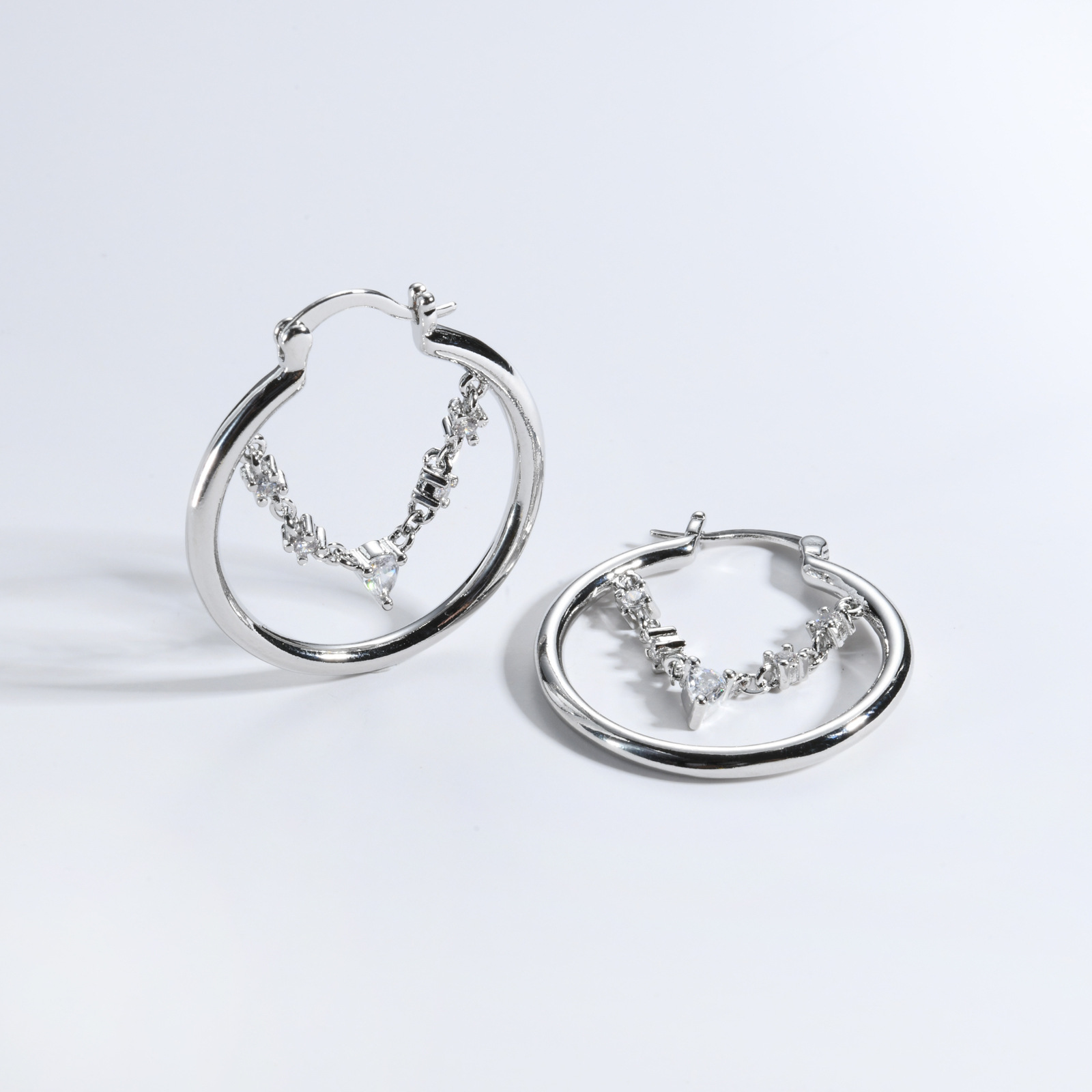 Stitching Diamond Ear Ring Simple Earrings