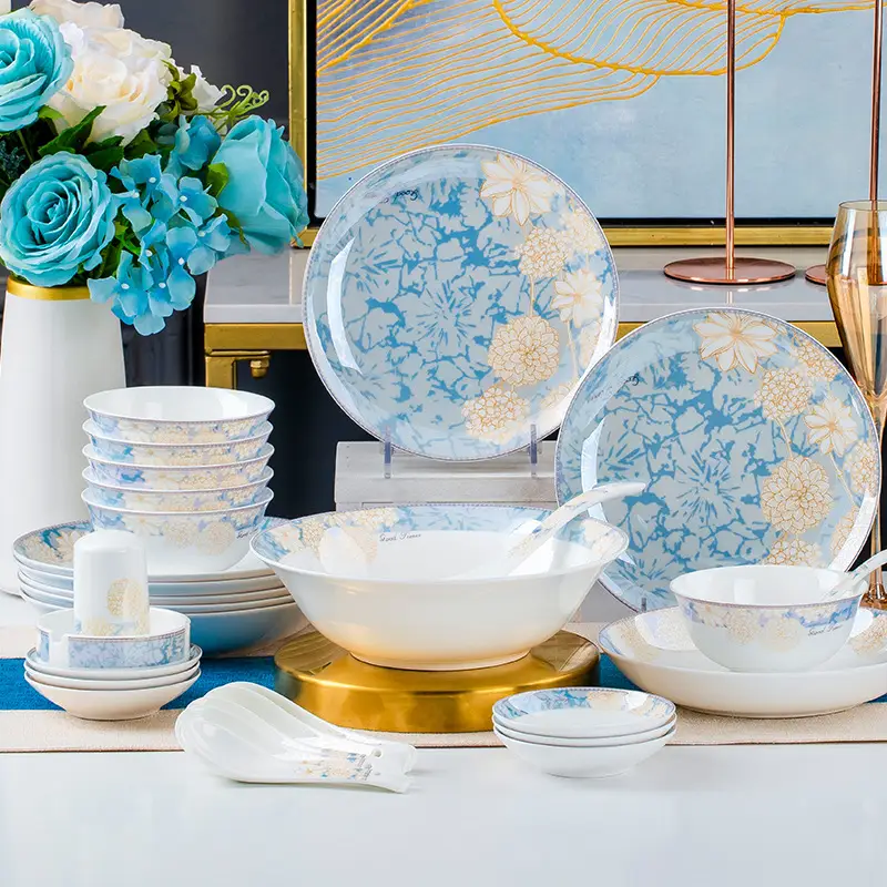 Ceramic Tableware Set Household Bowl Plate Bowls And Chopsticks Combination