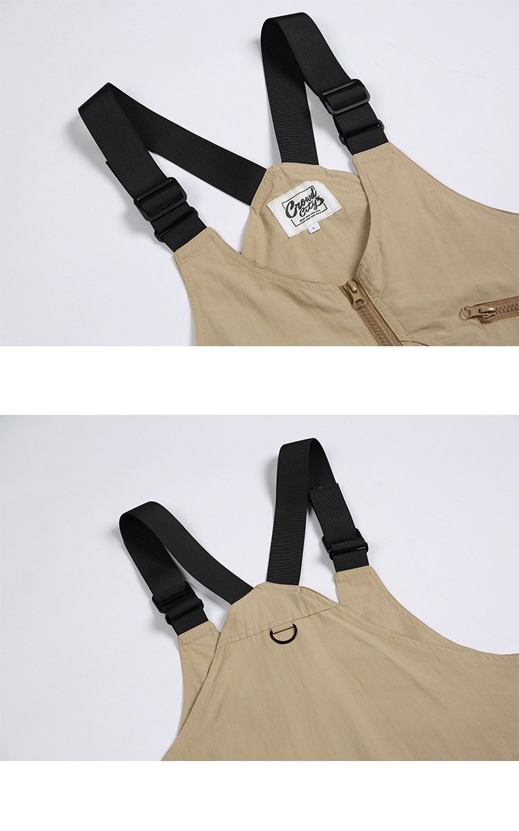 Retro Multi-pocket Workwear Strap Vest