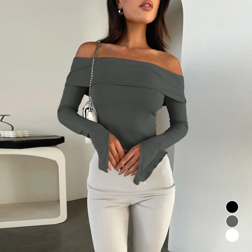 Hot Selling Off-shoulder Long Sleeve Top