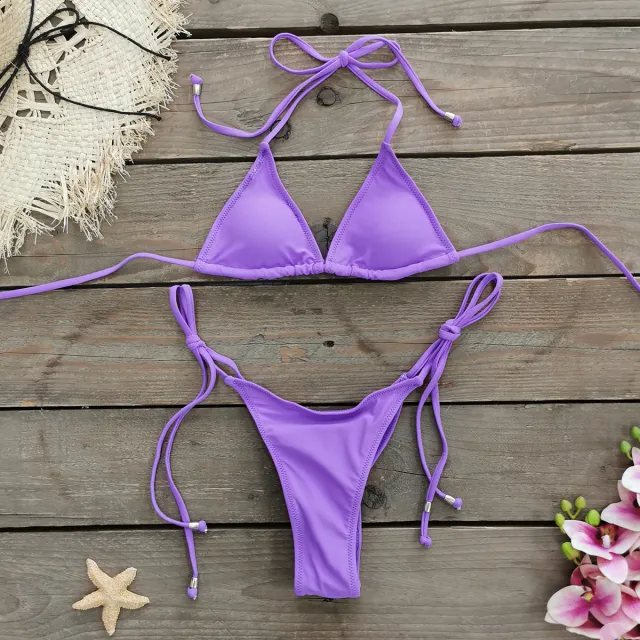 Three Point Mini Bikini Sexy European And American Split Swimsuit Purple - Shop at LoveMi