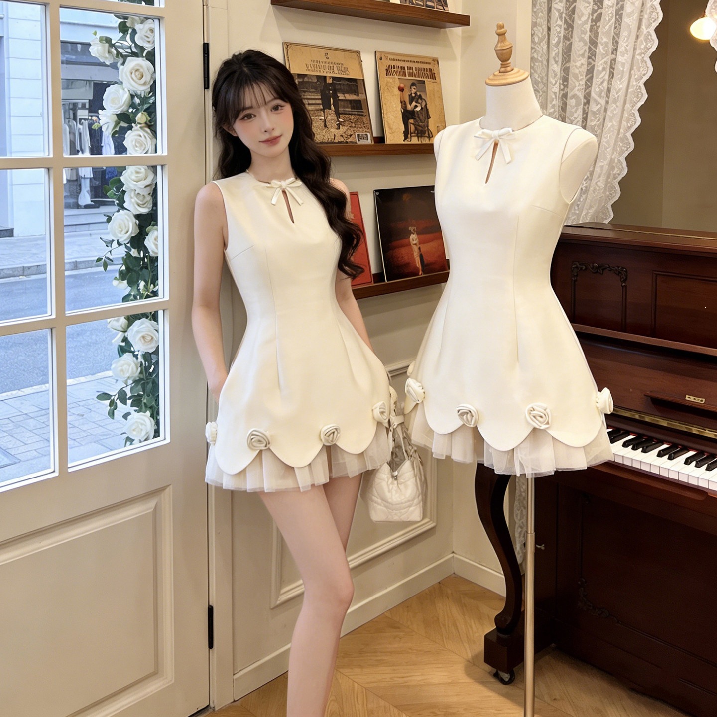 The Rich Heiress Wears An Elegant Sleeveless Dress