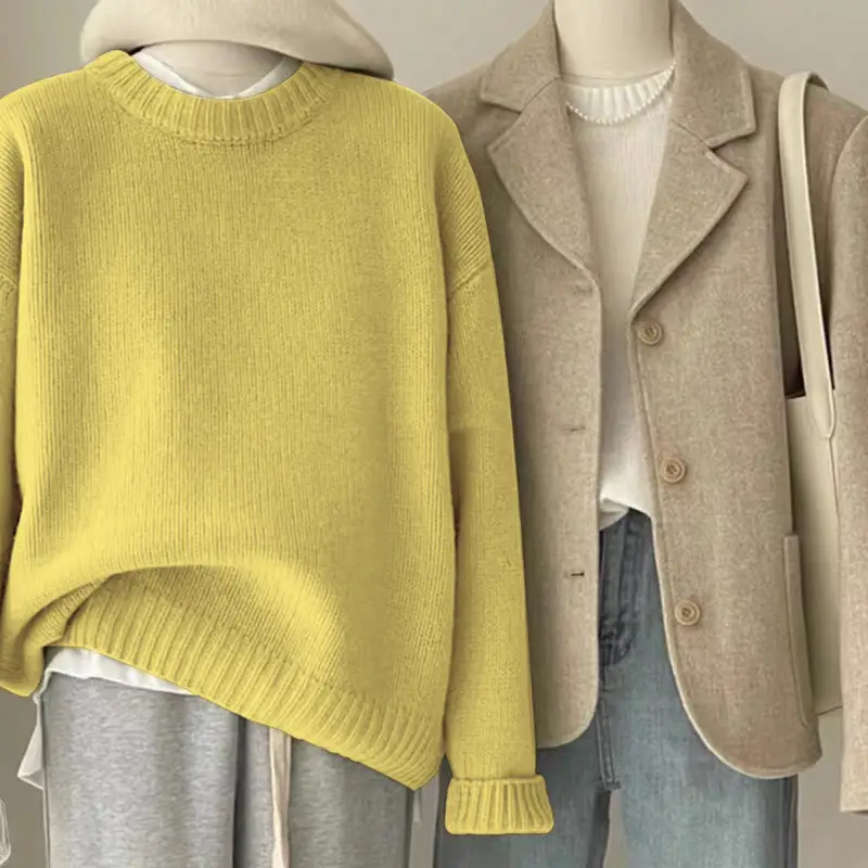 Retro Dark Green Sweater For Women Autumn And Winter Loose