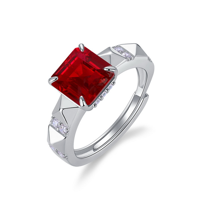 Retro Silver Inlay Cultivated Emerald Ring