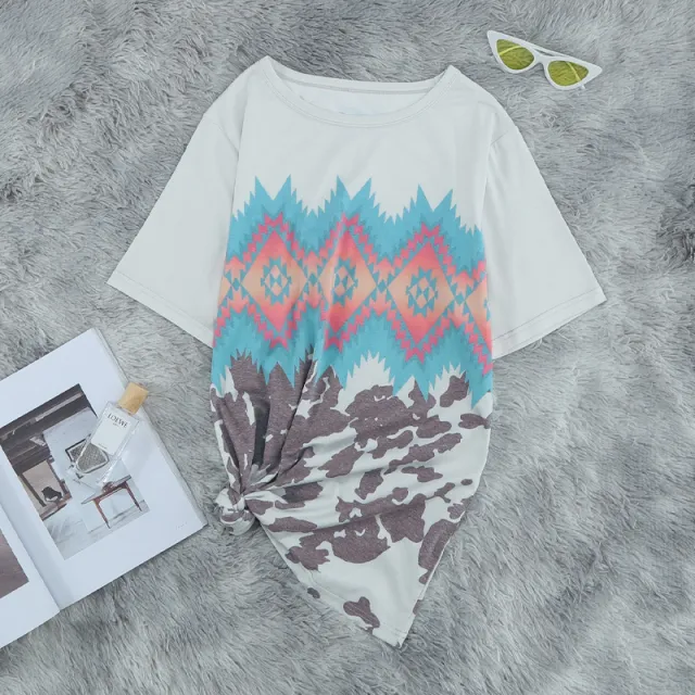 Ethnic Totem Print Women's Summer Short Sleeve Color - Shop at LoveMi
