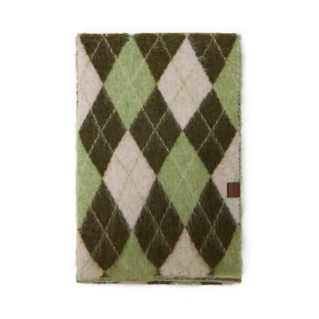 Diamond Pattern Retro Scarf With Wool Neck Warmer Green - Shop at LoveMi