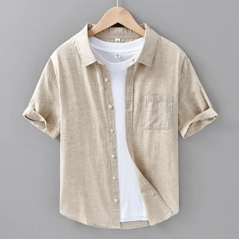 Thin Menswear Linen Short Sleeve Shirt