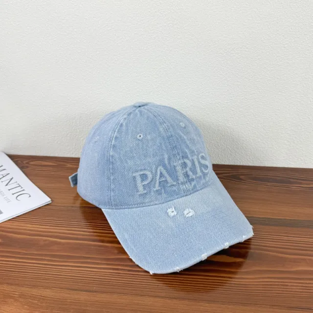 Washed Denim With Hole Baseball Cap Sun poof Peaked Cap Light Blue - Shop at LoveMi