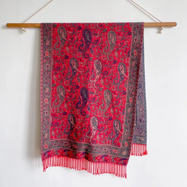 Artificial Cashmere Scarf Women's Ethnic Style Shawl Cape Red - Shop at LoveMi