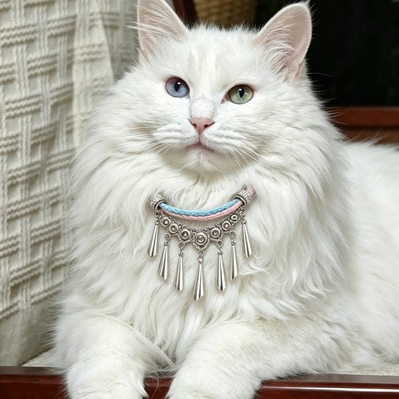 Woven Tassel Pendant Vintage Pet Collar detail photo 2