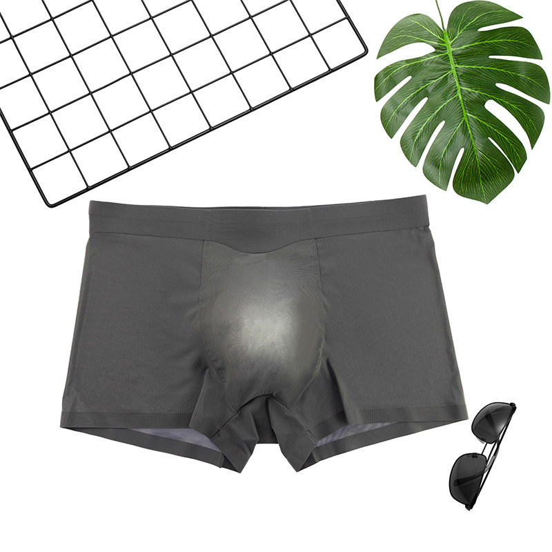 ملابس داخلية رجالية من الحرير البارد الفائق النحافة قابلة للتنفس، شفافة، تمتص العرق، شورت بوكسر بدون أثر