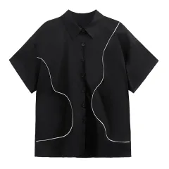 Line Short-sleeved Shirt For Women - Black - View 1