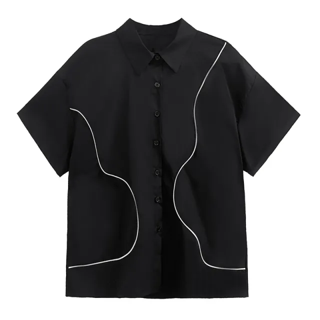 Line Short sleeved Shirt For Women Black - Shop at LoveMi