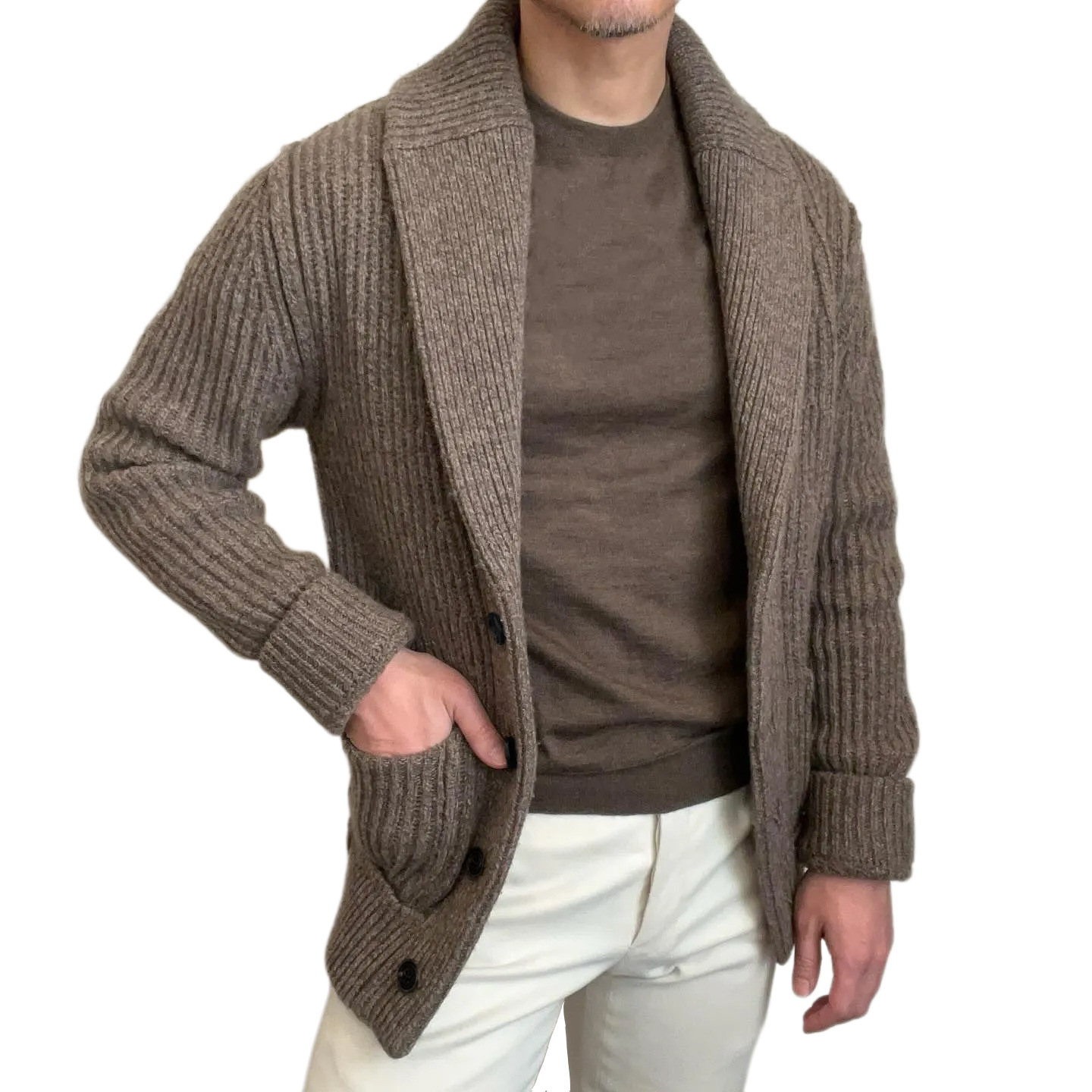 Lapel Knitted Cardigan, picture 3 of 8