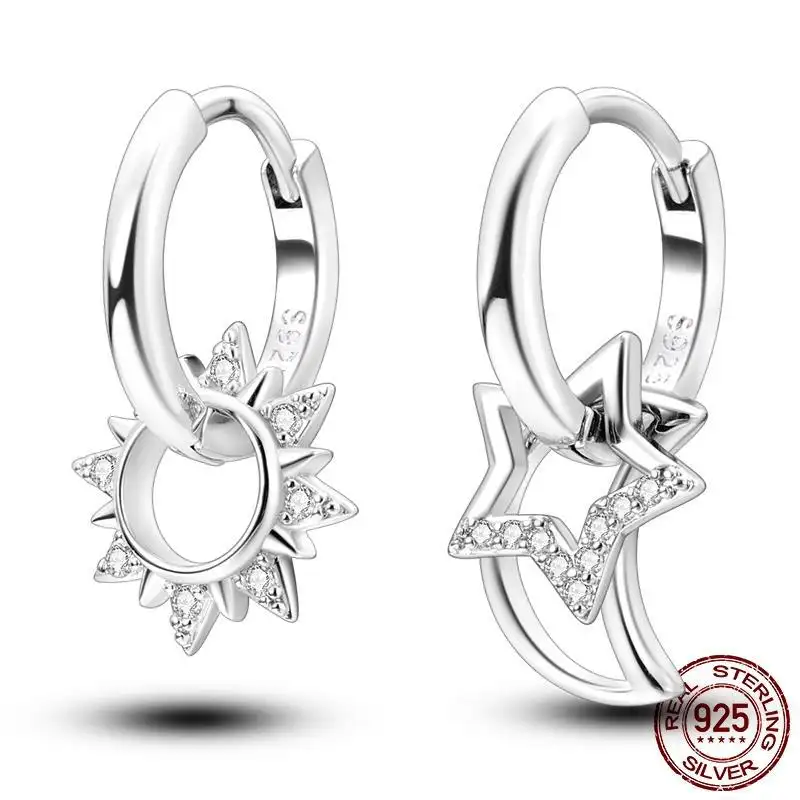 925 Sterling Silver Heart-shaped Colored Women's Earrings