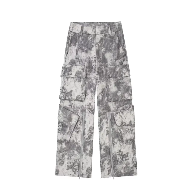 Autumn Women's Printed Mid Waist Trousers Gray - Shop at LoveMi