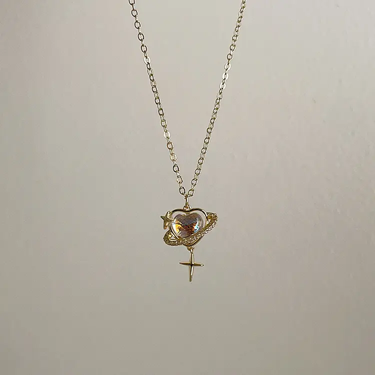 Opal Love Heart Asterism Pendant Necklace