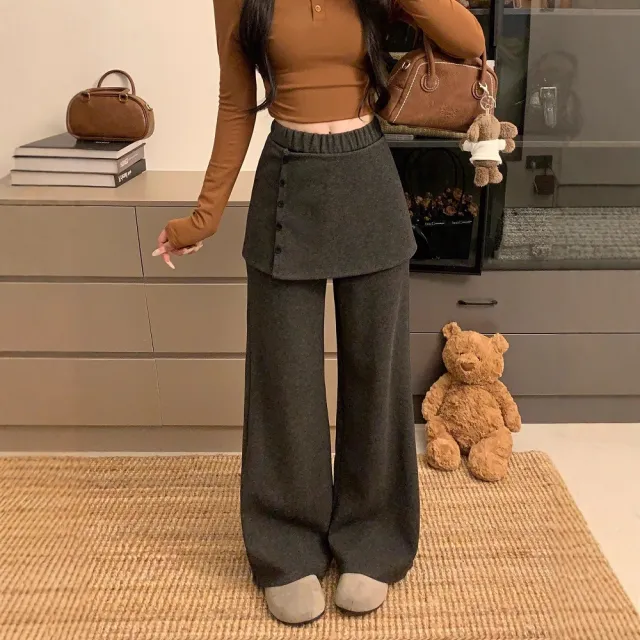 Korean style Women's New Chic Versatile Loose Straight Pants Gray - Shop at LoveMi