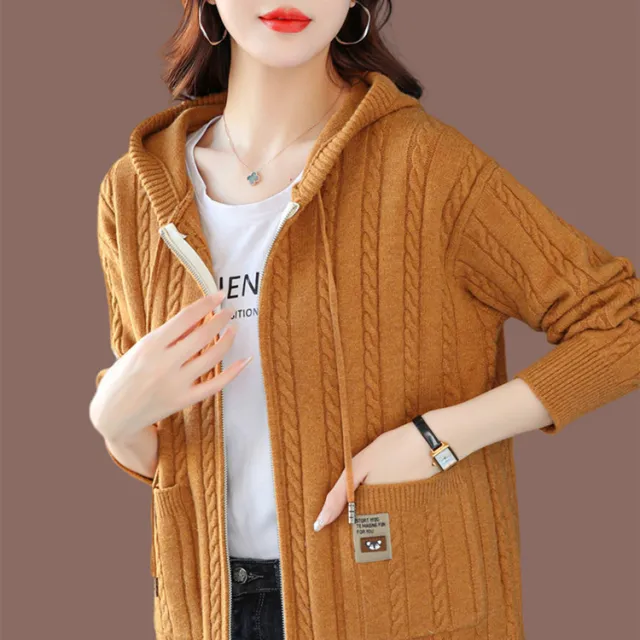 Fashionable All matching Loose Knitted Cardigan Sweater Chocolate - Shop at LoveMi