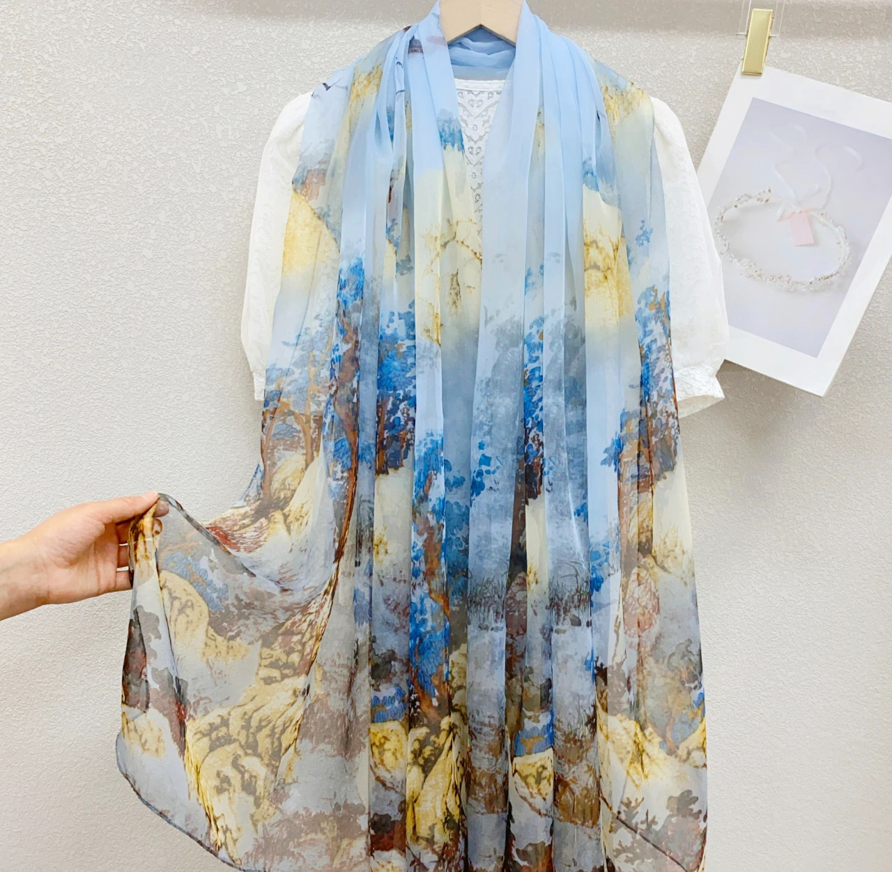 Yarn Cashew Printed Beach Travel Sun Protection Scarf – A Beautiful Land Blue