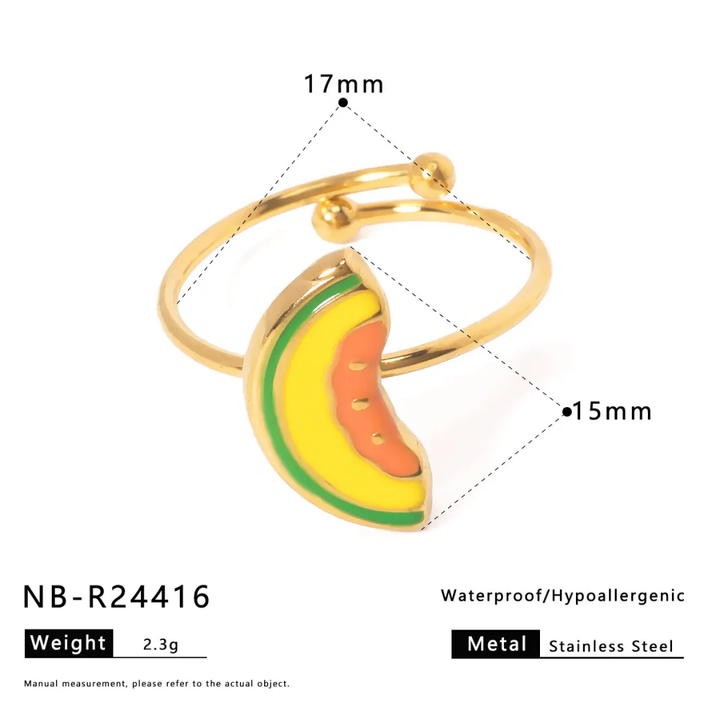 New Hot-selling Stainless Steel Drip Summer Fruit Combination Ring Opening - Nbr24416
