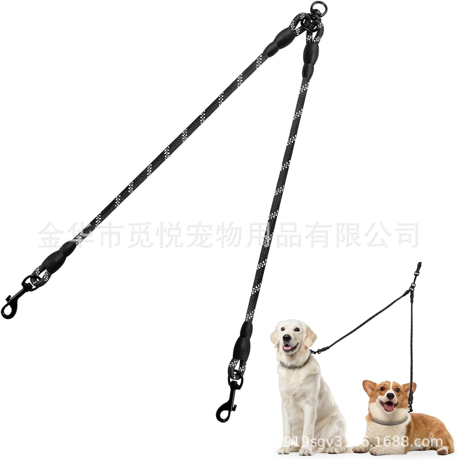 Dual Dog Leash With Tangle-free Design Ideal For Small And Medium-sized Dogs
