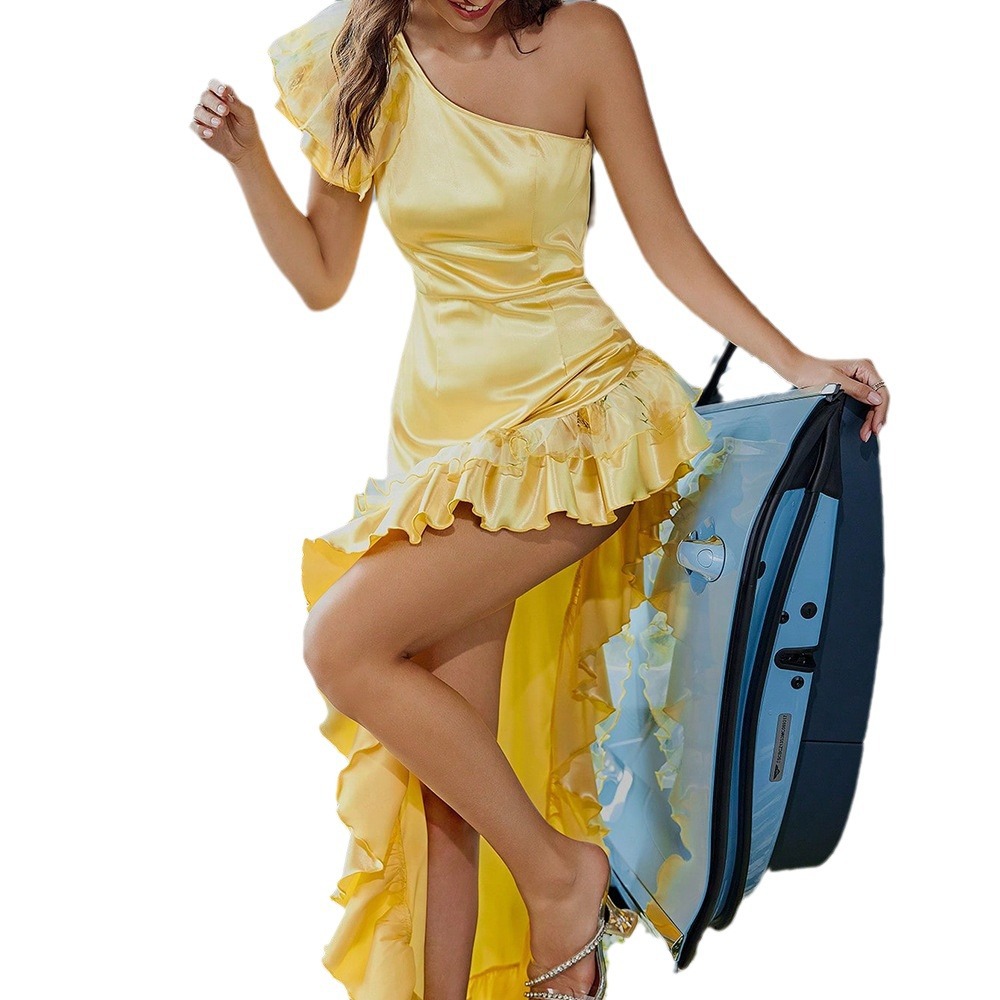 One-Shoulder Ruffled Long Dress