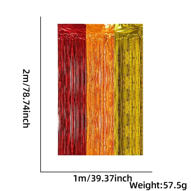Birthday Stitching Decorations Supplies Tinsel Curtain Wedding Stage Layout Photo Props 2 M Red Orange Yellow - Shop at LoveMi