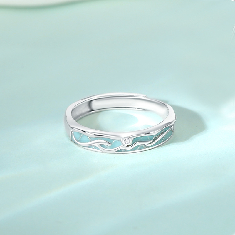 New Jiangnan Misty Rain Ring In Traditional Chinese Style With Blue-and-White Porcelain Pattern - Image 5