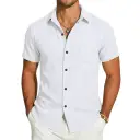 Mens Short-Sleeve Button-Down Shirt With Pocket view 7