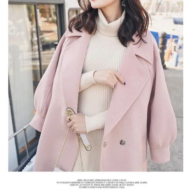 Autumn And Winter Woolen Coat Women's Korean style Thickened Cinched Pink Quilted - Shop at LoveMi