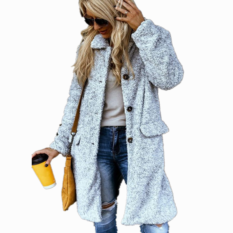 Women's Sheepskin-Like Woolen Coat