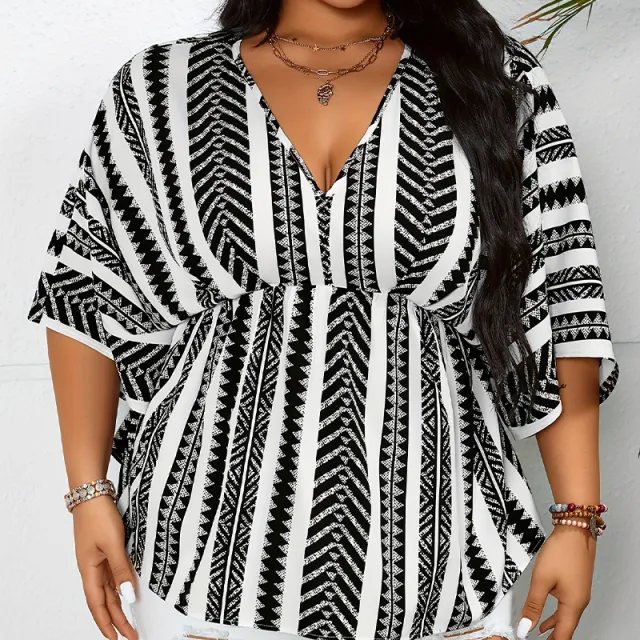 Deep V neck Short Sleeve Pullover Women Black - Shop at LoveMi