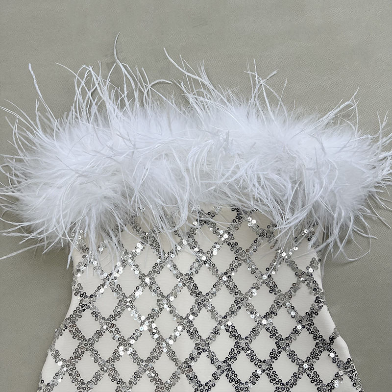 Sequin Feather Bandage Dress, picture 6 of 8