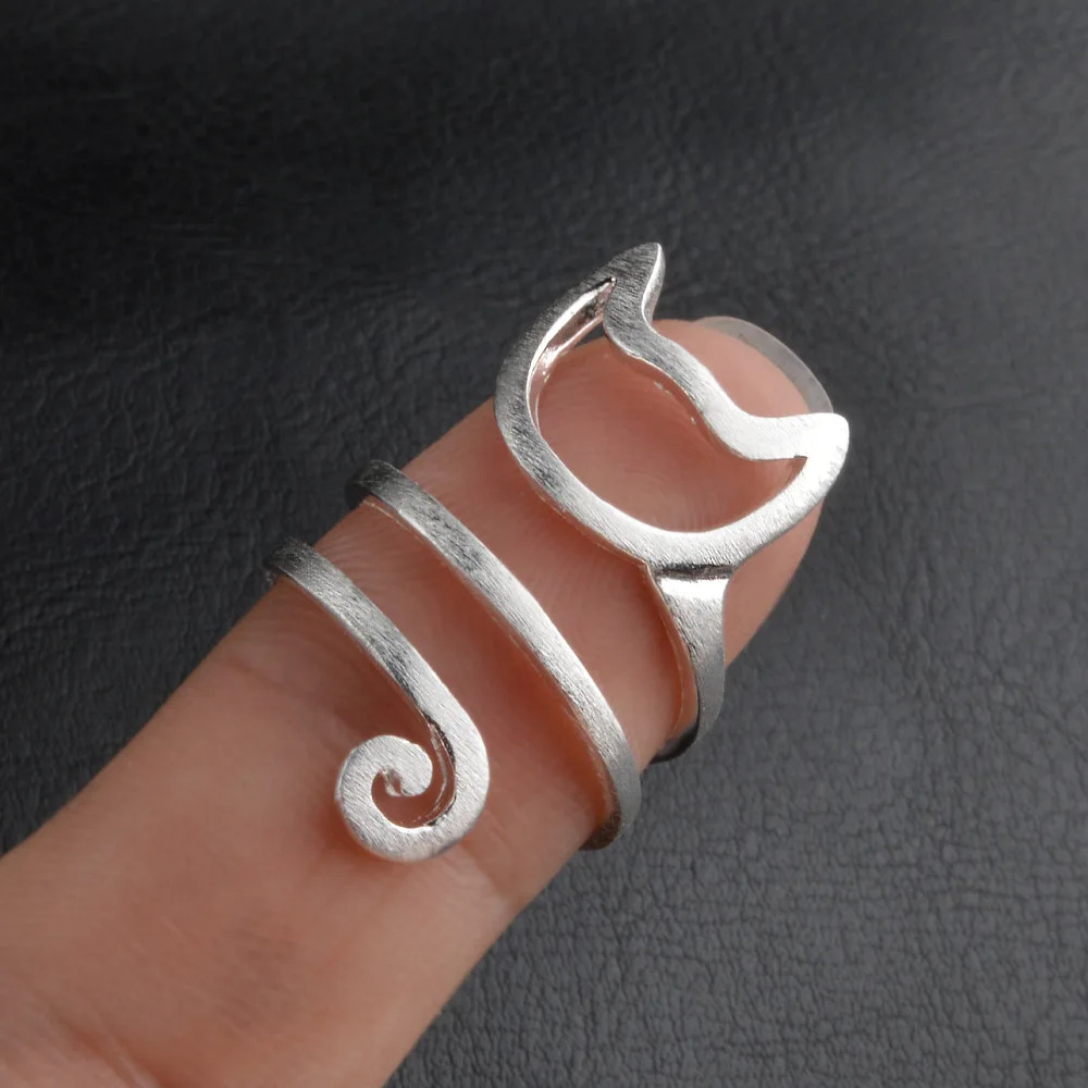 Winding Hook Knitted Sweater Cat Ring Simple Ring