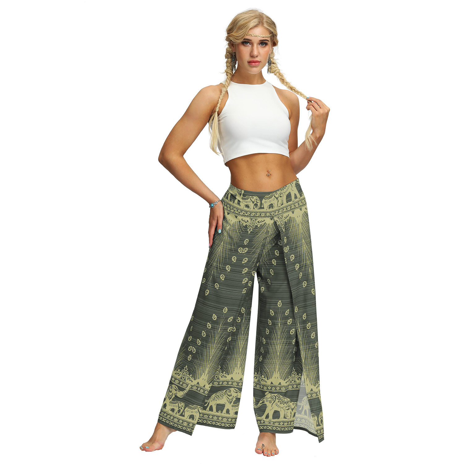 Title 25, Digital Print High Waist Wide Leg Yoga Pants Fa...