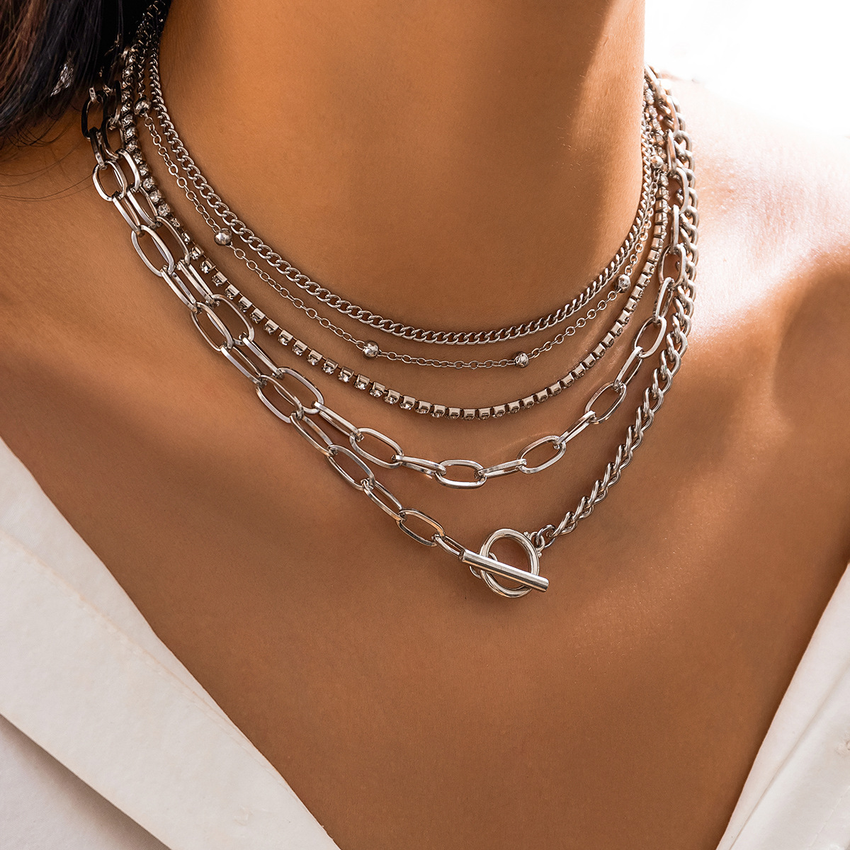 Simple Geometric OT Buckle All-match Necklace
