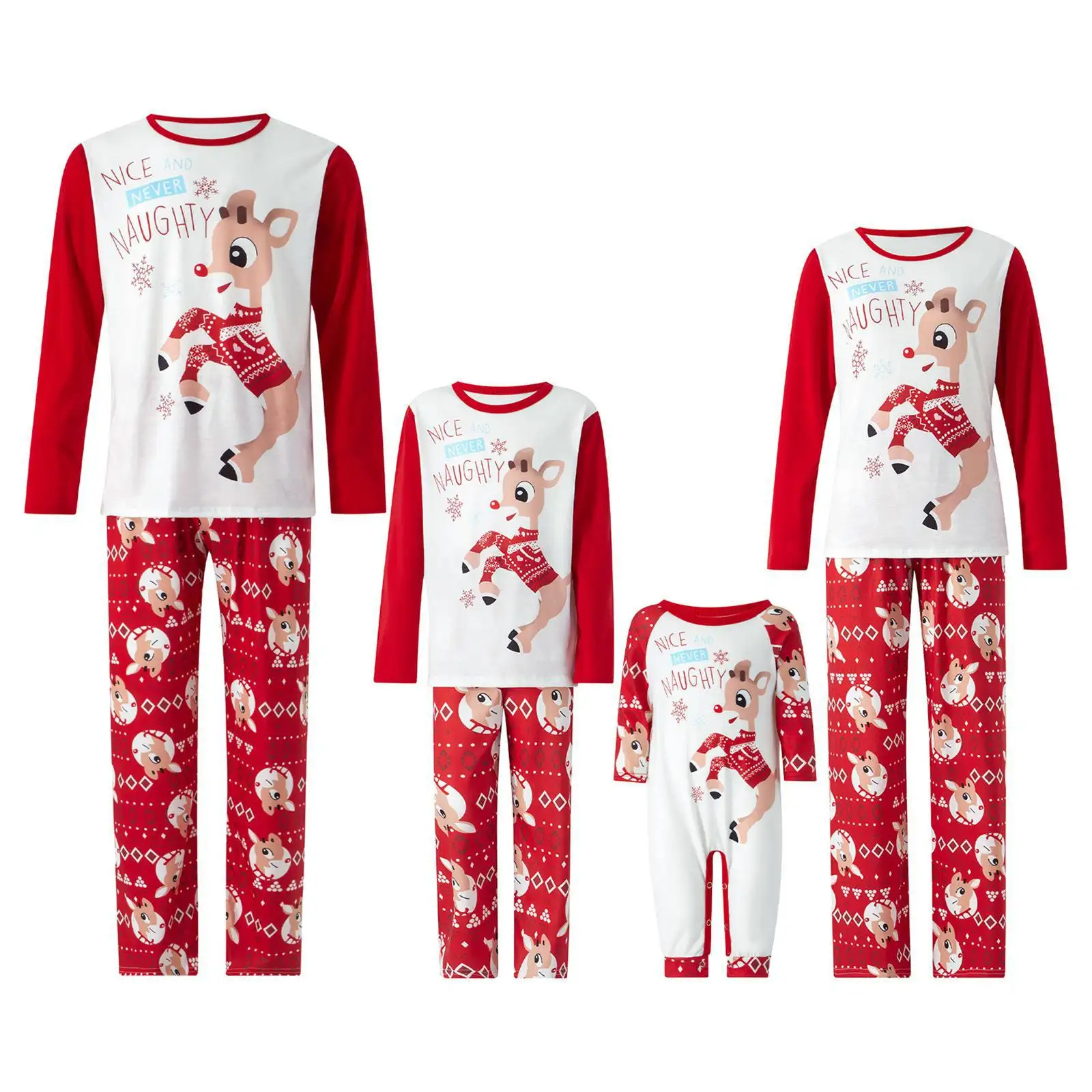 Printed Pajamas Christmas Parent-child Wear Round Neck