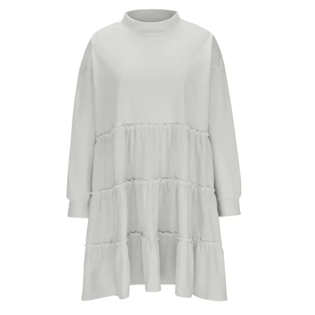 Women's Stitching Loose fitting Pleated Sweater Dress White - Shop at LoveMi