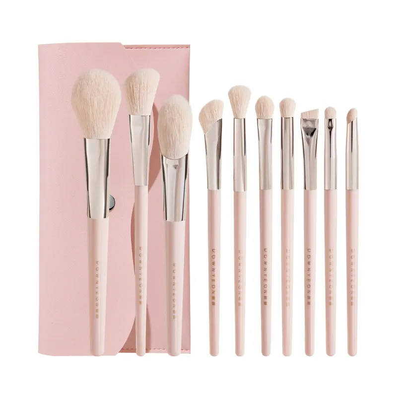 Of Portable Makeup Brush Sets Of Fibre Wool - Milk Peach 10 Pcs Portable